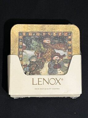 Lenox Snowman Coasters Set of 4 New Sealed